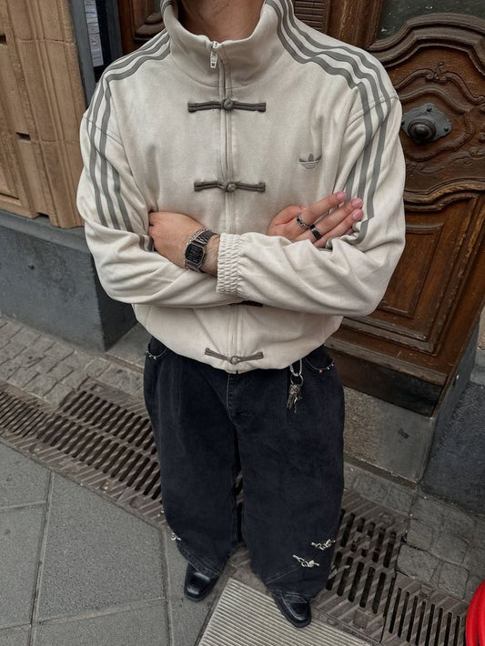 CNY-Inspired Premium White Suede Streetwear Jacket - FlintEra