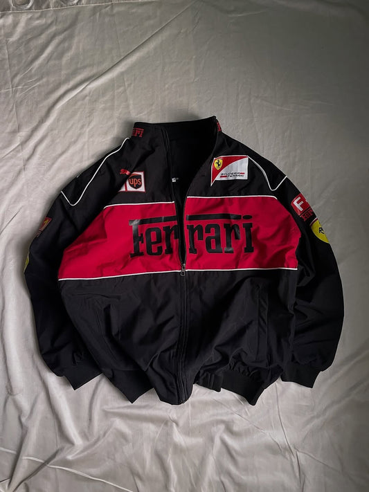 Black Ferrari F1 Vintage Jacket | Premium Unisex Motorsport Fashion | Ultra-Limited | FlintEra ® F1 Edition