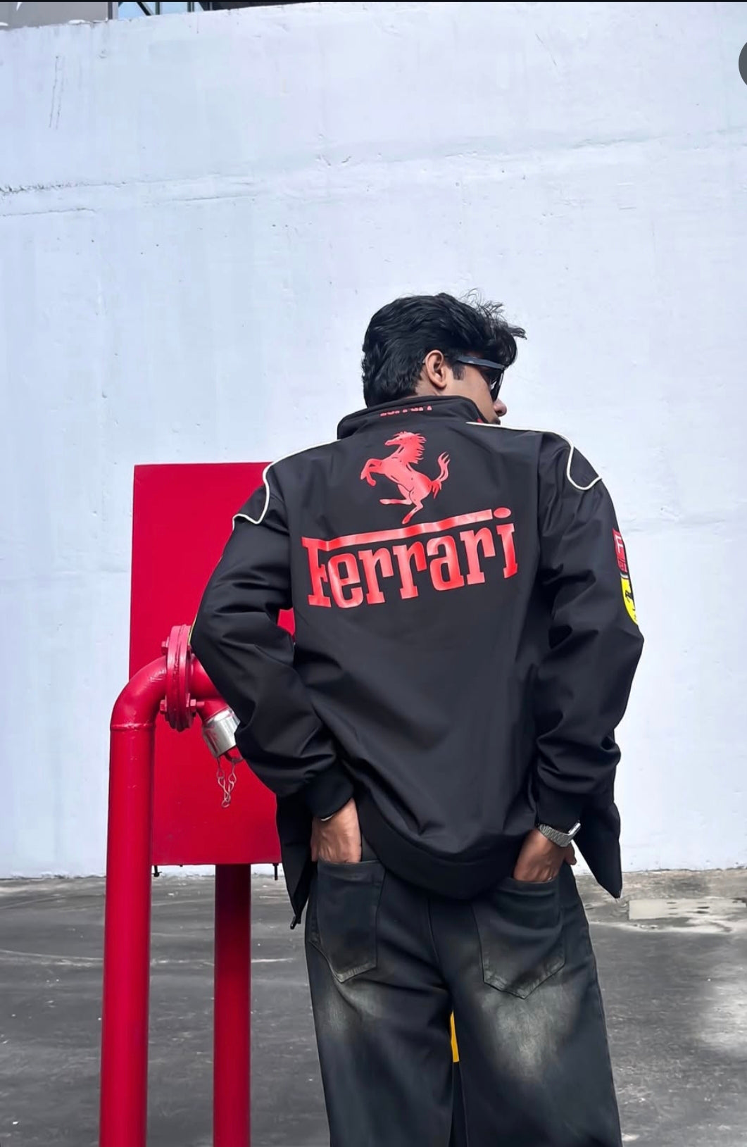 Black Ferrari F1 Vintage Jacket | Premium Unisex Motorsport | Ultra-Limited | FlintEra F1 Edition