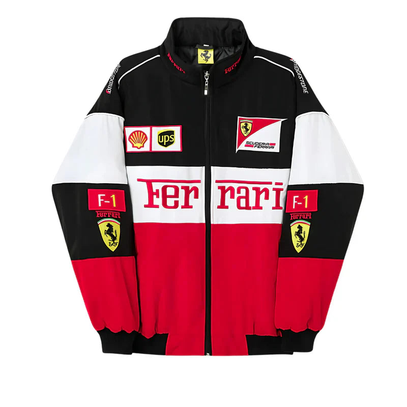 Tri-Color Ferrari F1 Vintage Racing Jacket Elegance Meets Racing Heritage | Ultra-Limited | FlintEra® F1 Edition