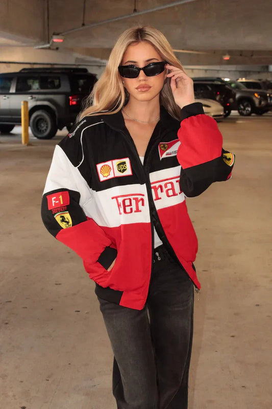 Tri-Color Ferrari F1 Vintage Racing Jacket Elegance Meets Racing Heritage | Ultra-Limited | FlintEra® F1 Edition