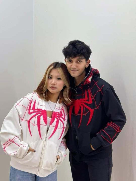 Couple Spiderman Zipper Hoodies Printed - FlintEra