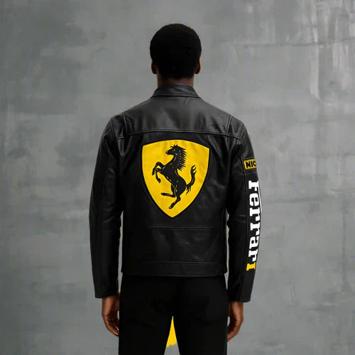 Black Ferrari Leather Jacket | FlintEra Limited Drop