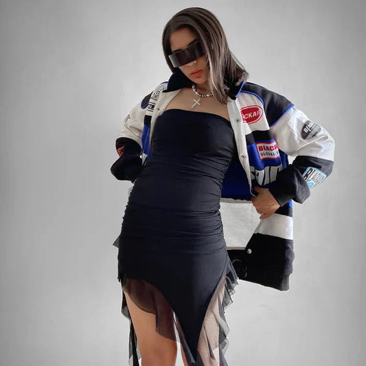 Black Air Classic Vintage Racing Jacket – Iconic Style for Motorsport | FlintEra® Edition