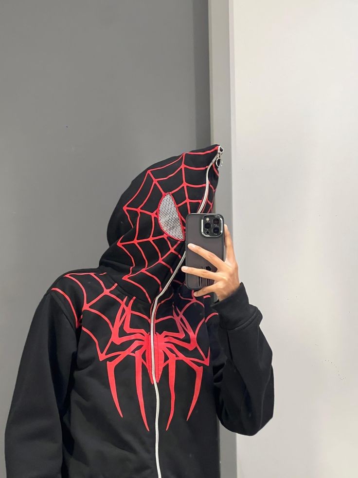 Black Spiderman Zipper Hoodie PRINTED - FlintEra