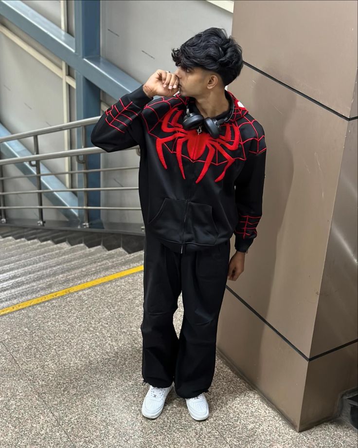 Black Spiderman Zipper Hoodie PRINTED - FlintEra