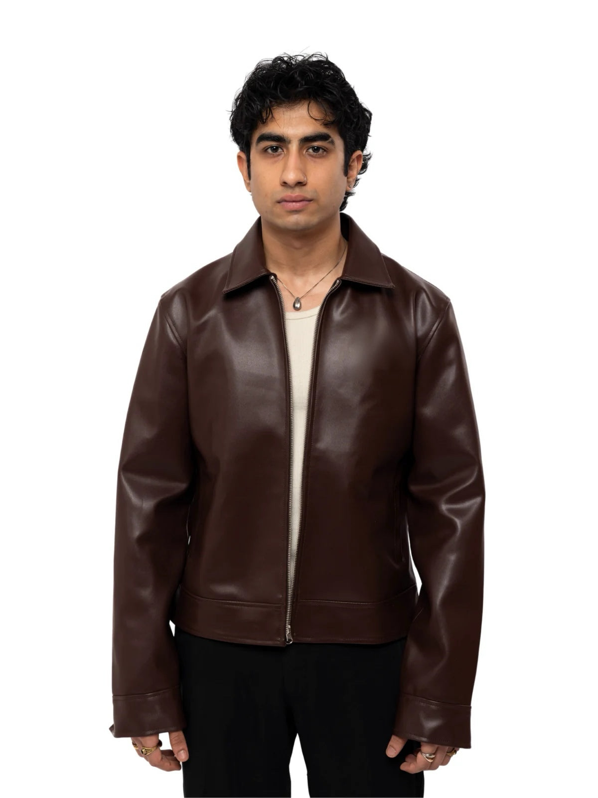 Classic Chocolate Brown Unisex Collar Leather Jacket – FlintEra