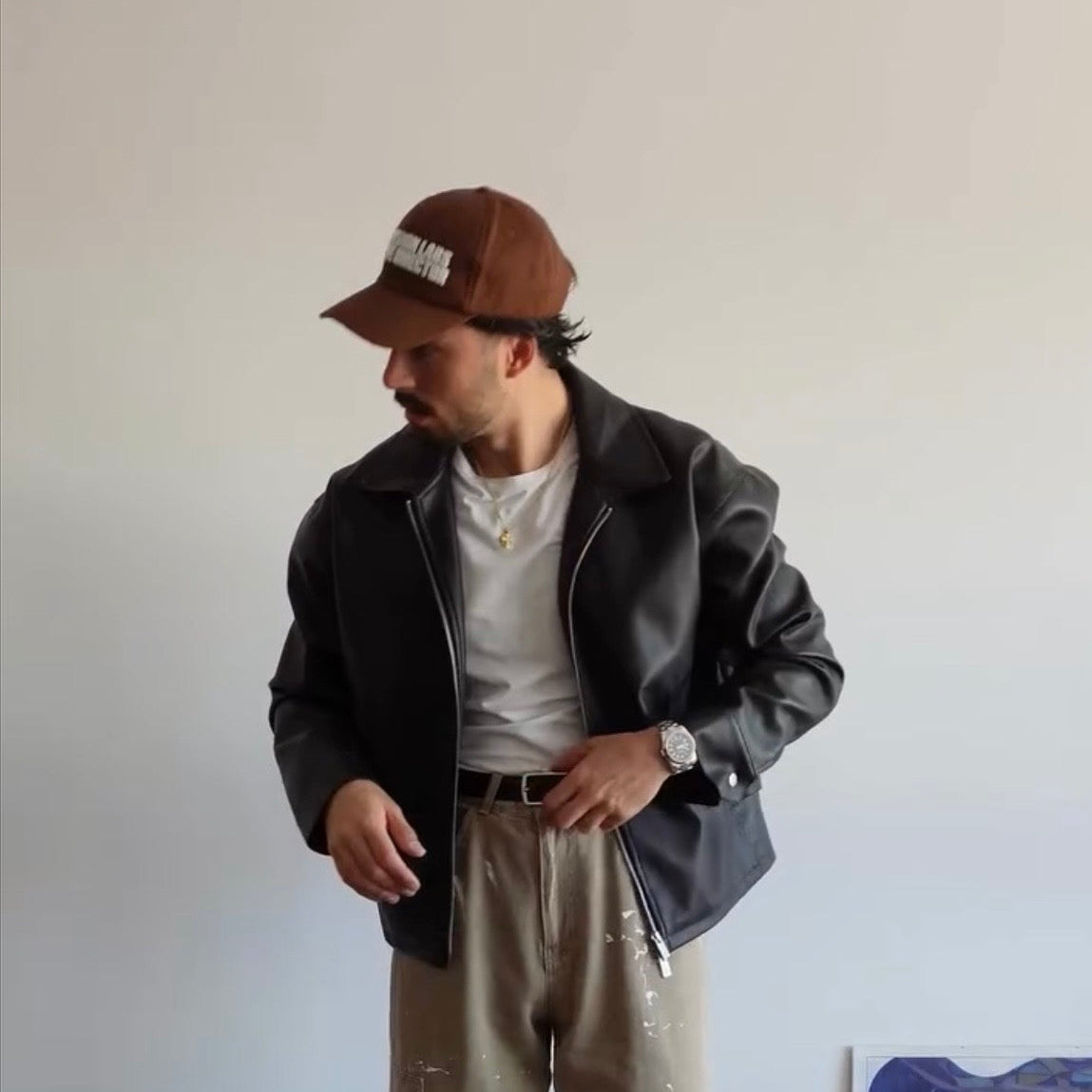 Classic Black Collar Leather Jacket – Heat Drop