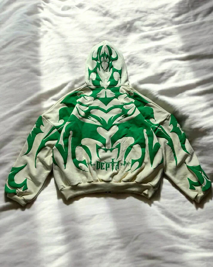 Tribal Shadow Depth Oversized Hoodie | Heatdrop® Stylish Streetwear