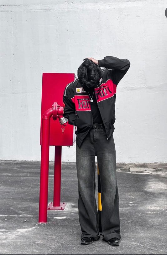 Black Ferrari F1 Vintage Jacket | Premium Unisex Motorsport | Ultra-Limited | FlintEra F1 Edition