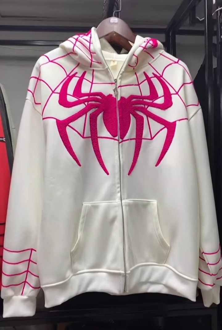 White Spiderman Zipper Hoodie Printed - FlintEra