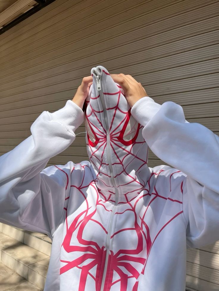 White Spiderman Zipper Hoodie Printed - FlintEra