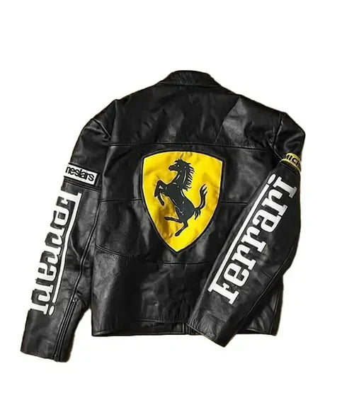 Black Ferrari Leather Jacket | FlintEra Limited Drop