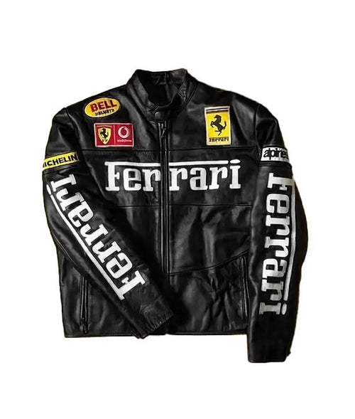 Black Ferrari Leather Jacket | FlintEra Limited Drop