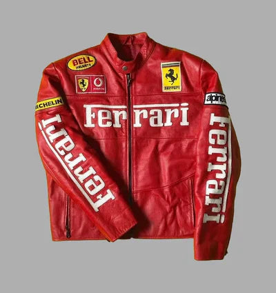 Red Ferrari Leather Jacket | FlintEra® F1 Edition