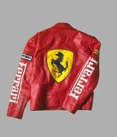 Red Ferrari Leather Jacket | FlintEra® F1 Edition