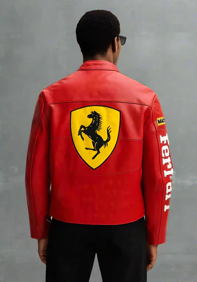 Red Ferrari Leather Jacket | FlintEra® F1 Edition