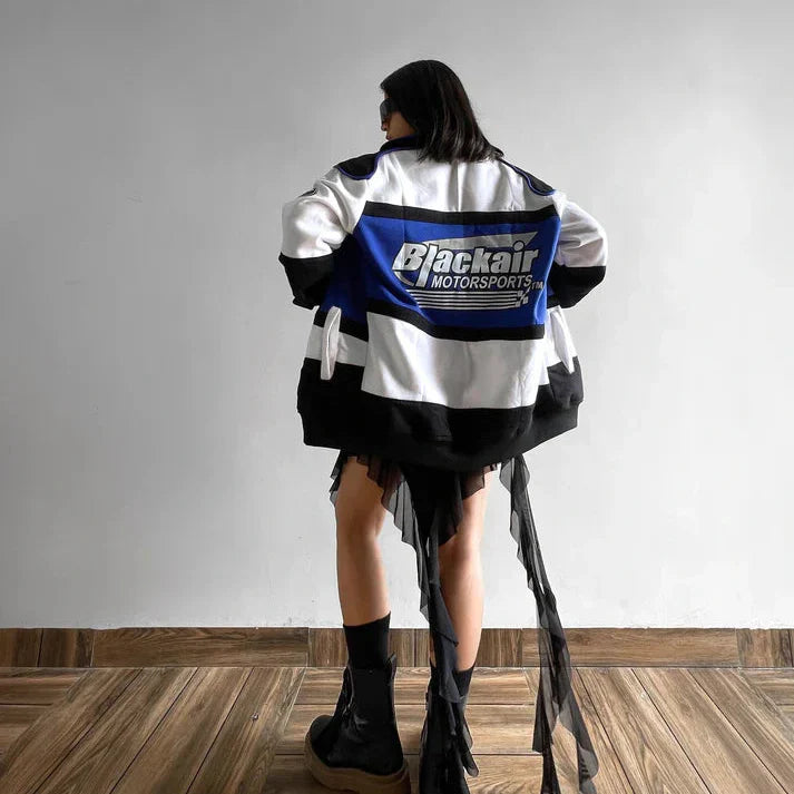 Black Air Classic Vintage Racing Jacket – Iconic Style for Motorsport | FlintEra®  Edition