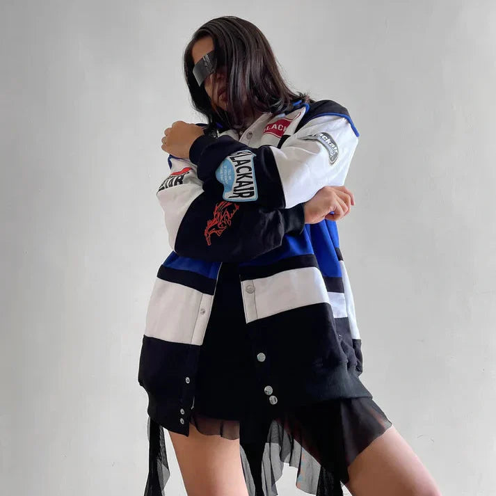 Black Air Classic Vintage Racing Jacket – Iconic Style for Motorsport | FlintEra®  Edition